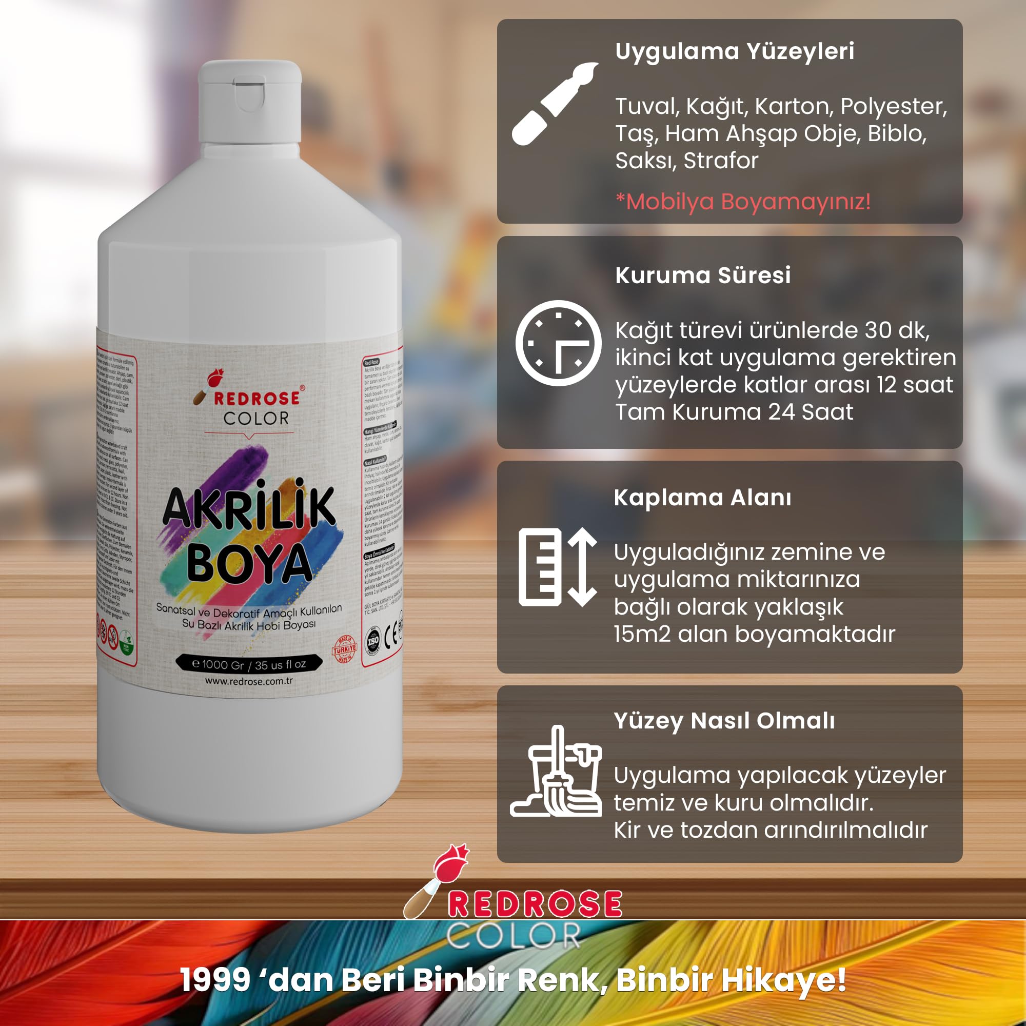 Beyaz Akrilik Boya 1000gr