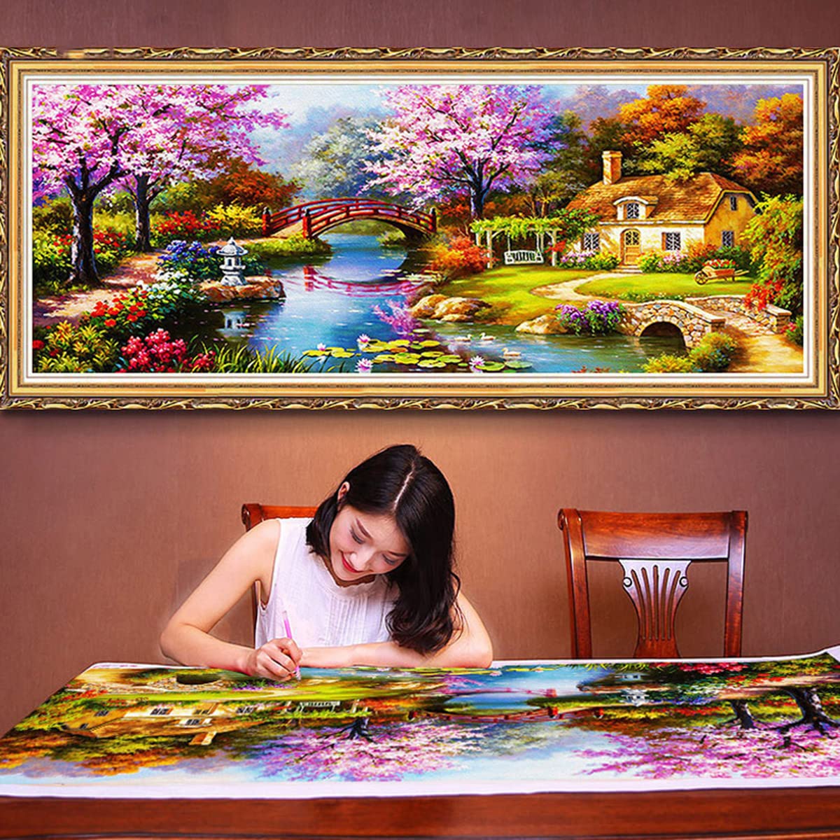 Instarry 5D Diamond Painting Peinture Diamant Paysage Idyllique Decoration Murale Salon Moderne 120x60 cm
