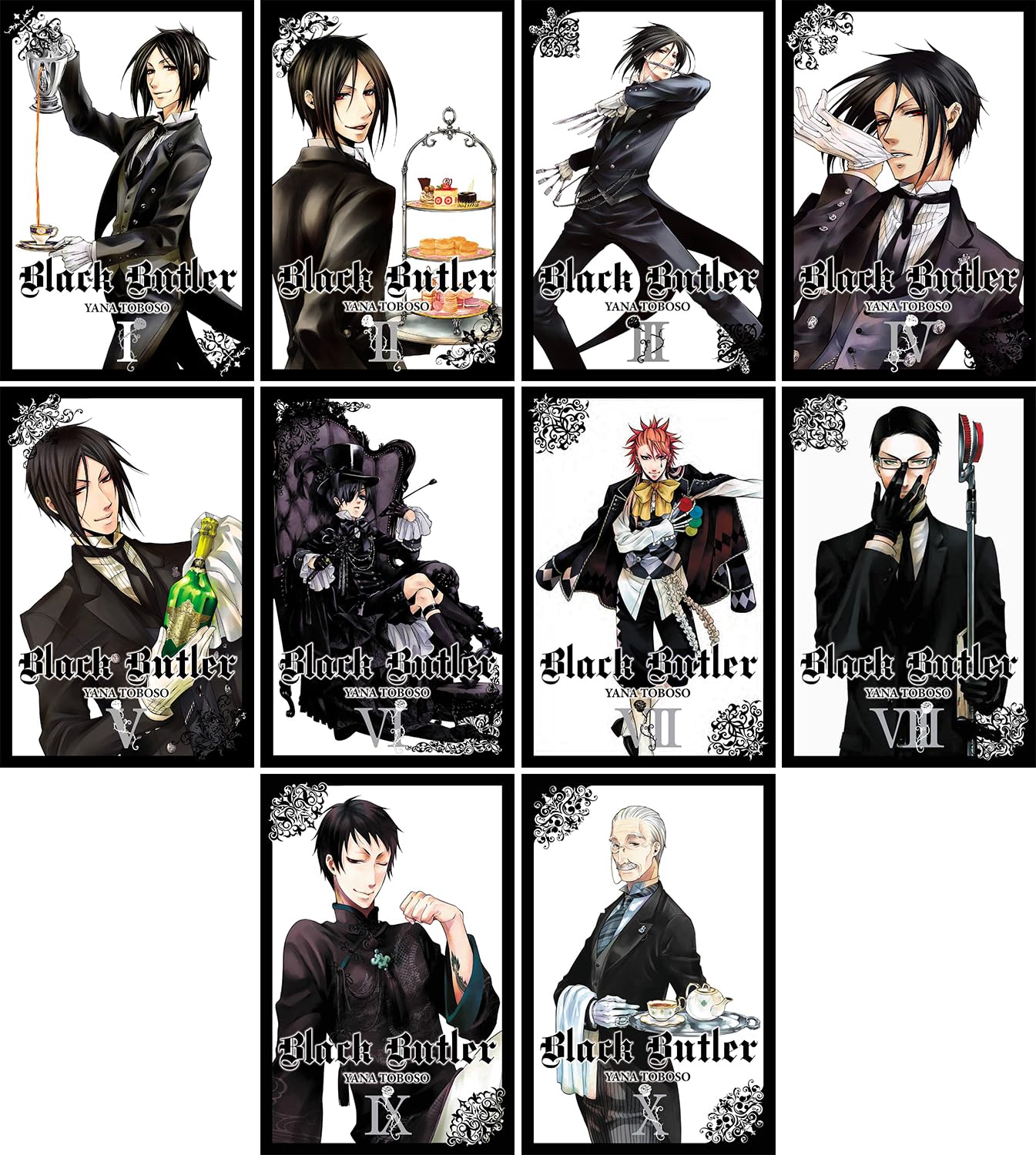 Black Butler Manga Set Vol 1-10 by Yana Toboso + 5 Kokuyo Campus Notebooks of Spy x Family Limited Edition