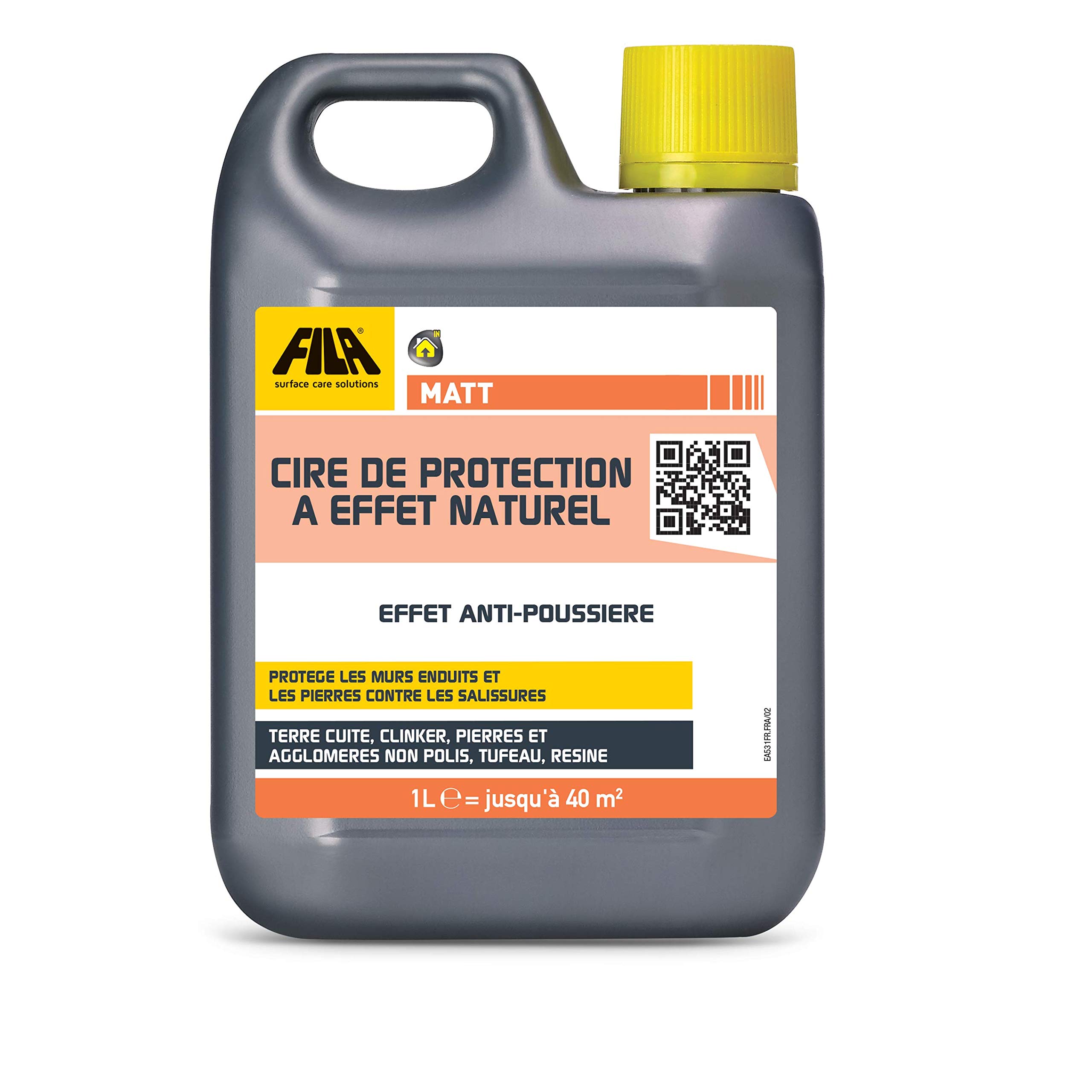 FILA Surface Care Solutions, MATT, Cire de Protection Auto - Nivelant à Effet Naturel pour terre cuite, clinker, marbre vieilli et pierre naturelle, 1L