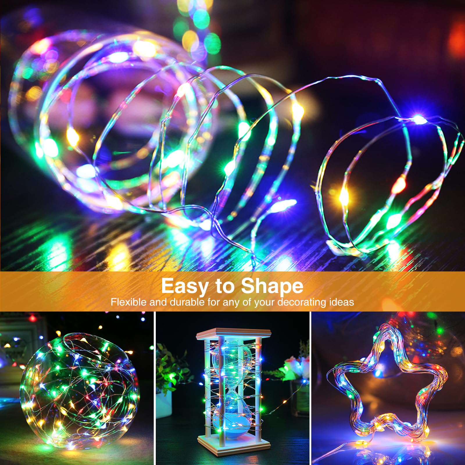 btfarm 5 Pezzi Lucine Led Decorative a Batteria con Timer, 2 M 20 LED Luci Natale