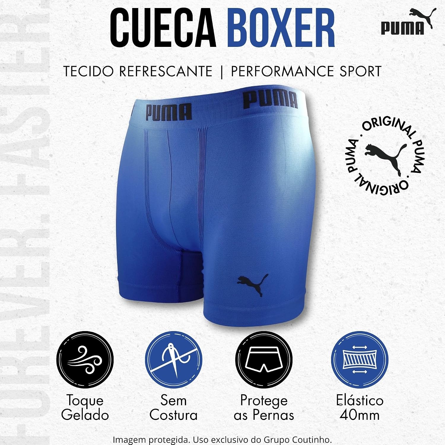 Cueca Boxer Puma Sem Costura Poliamida Sport Dry Fit Masculina