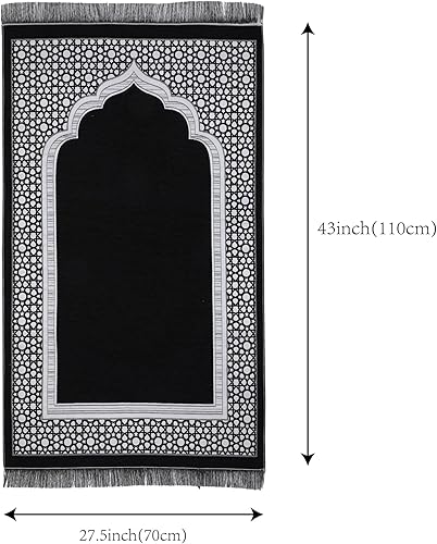 Miniatura 2 de Alfombra de oración musulmana y cuentas con elegante caja de regalo cilíndrica, felpilla tejida fina, para hombres, mujeres y niños, tapete islámico