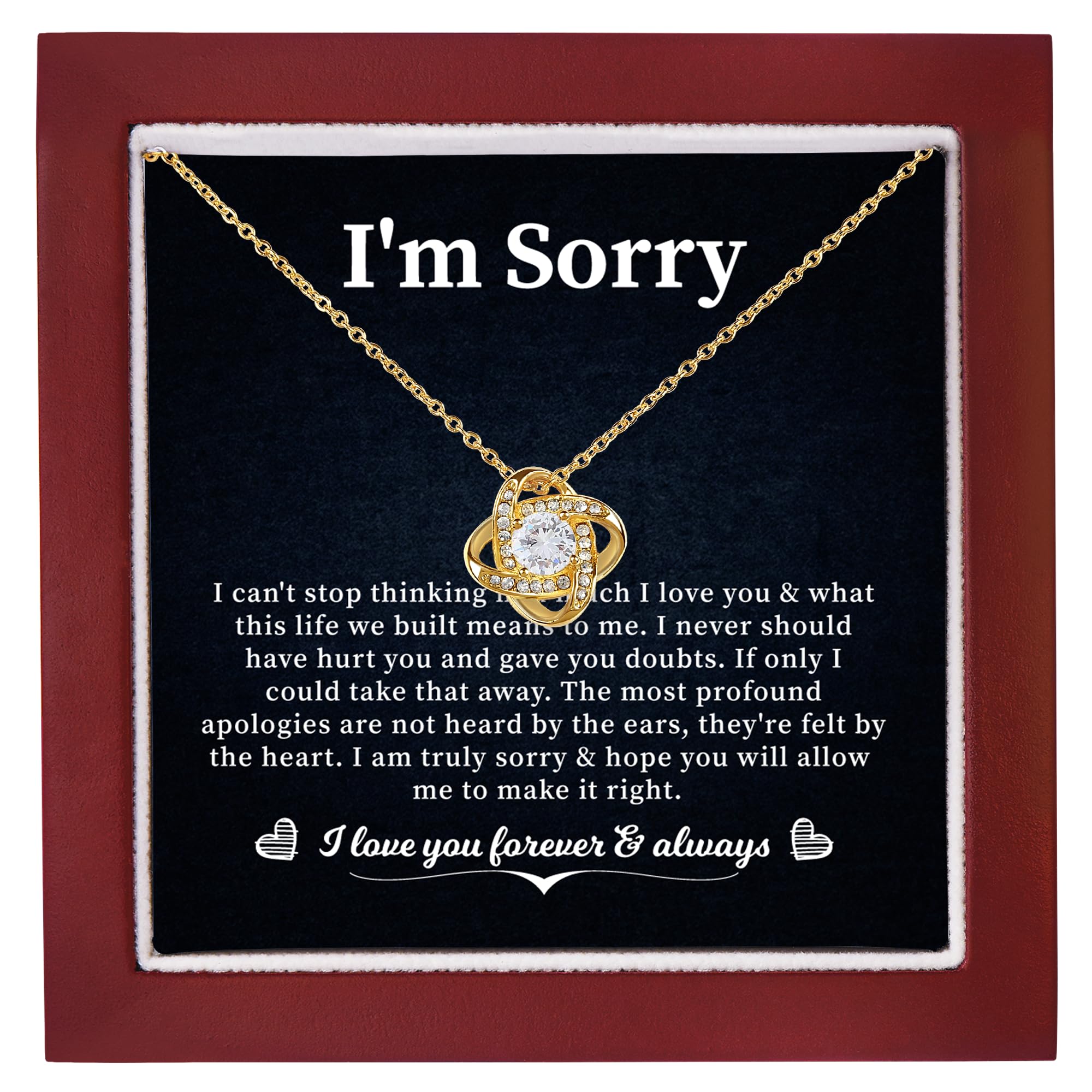 Jewelayer Apology Gifts, I'm sorry gifts for Her Wife Necklace I'm Sorry Gift, Forgiveness Gift To Say Sorry, I'm Sorry To Girlfriend Love Knot