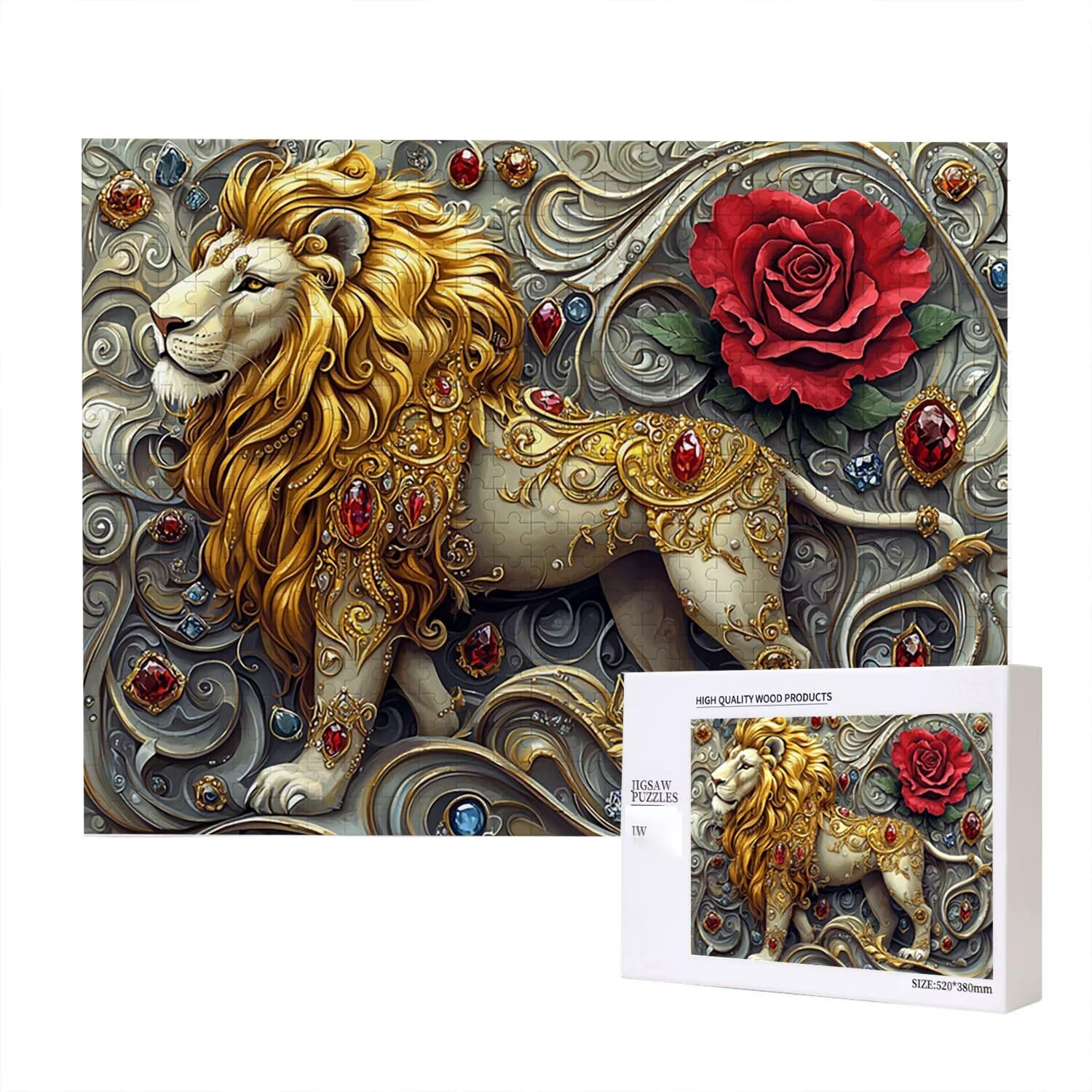 Jigsaw Puzzle, 6000 Pezzi Puzzle Classici, Il Leone Puzzle Rilassamento Intelligence, Mpossibile Difficile Puzzle Impegnativo per Adulti Puzzle Gioco Familiare, Regalo per Amore Amico Rosa fr0-492