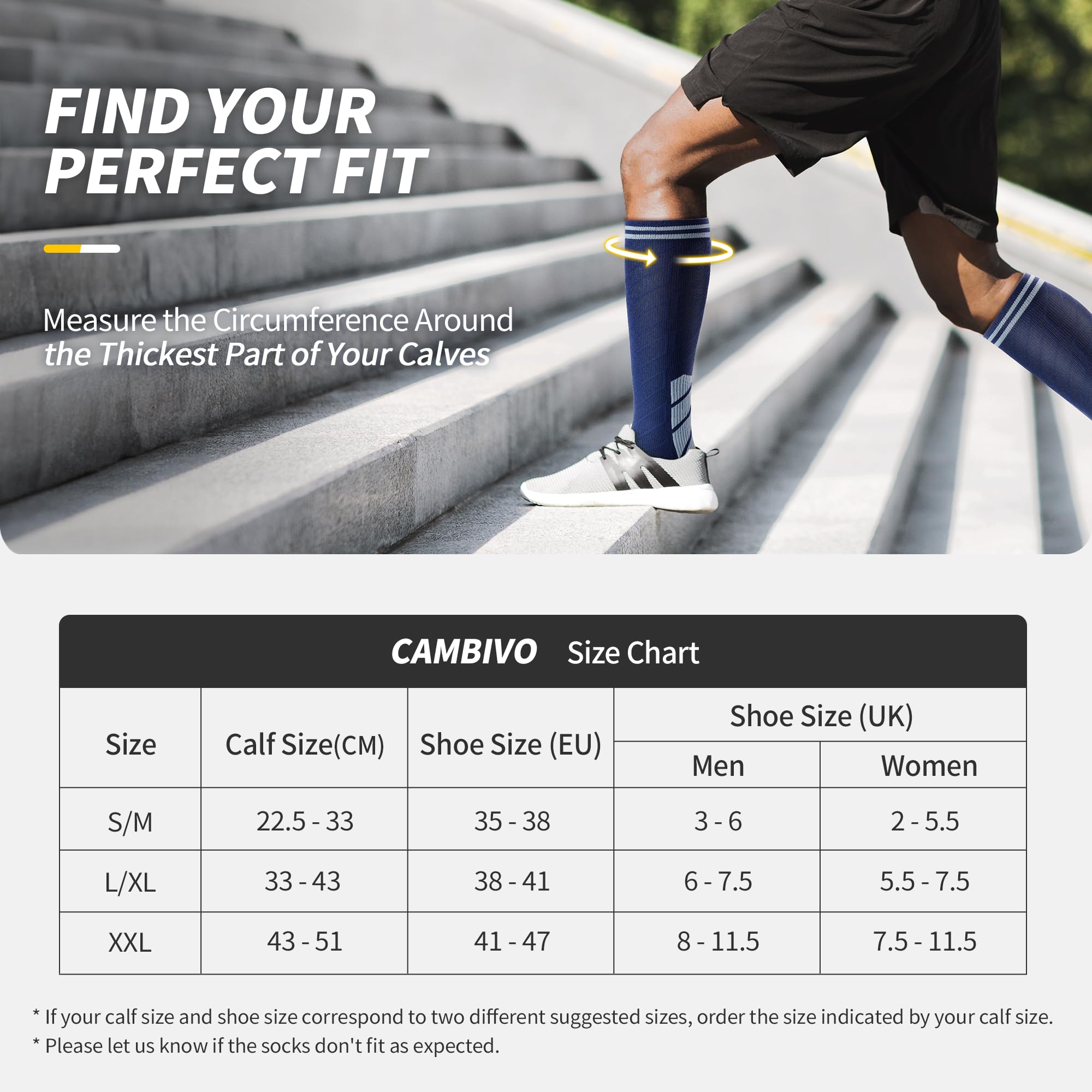 CAMBIVO Calze Compressione Graduata Donna Uomo 3 Paia, Calze a Compressione Graduata 20-30mmHg, Calze Antitrombo Elastiche a Compressione, Gambaletti Calzini per Sportive, Vene Varicose, Aereo, Corsa