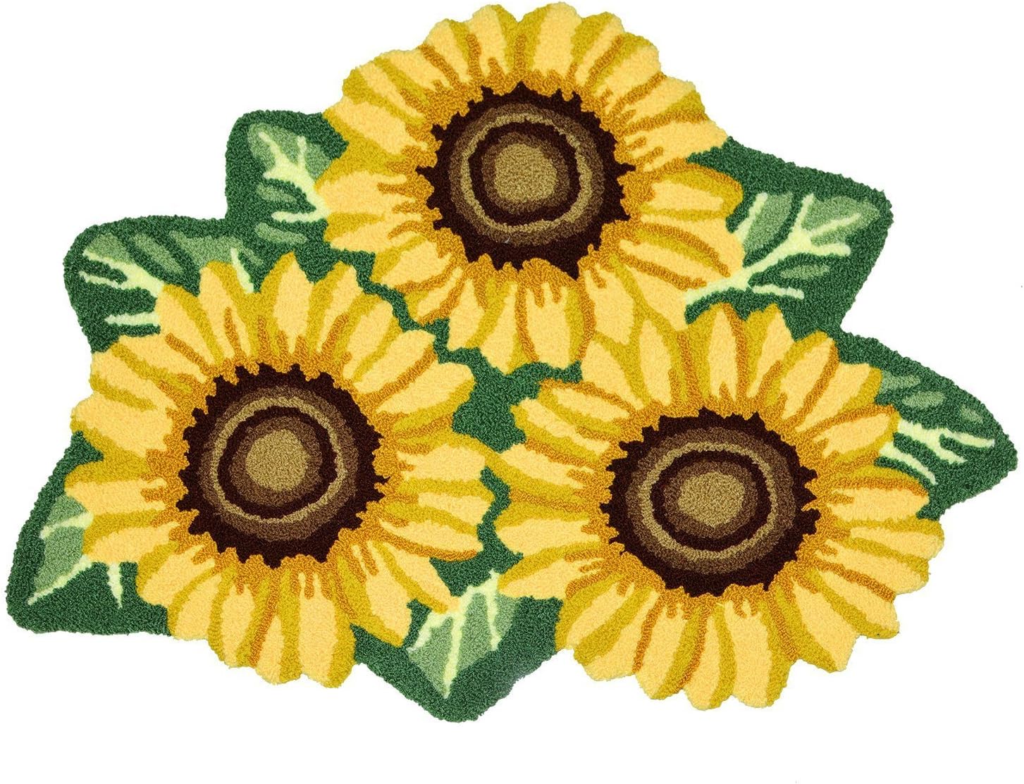 USTIDE Sunflower Rug for Kitchen Handmade Rug Yellow Flower Floor Mat Modern Rustic Carpet Washable Non-Slip Bathroom Mat for Bedroom/Foyer 3x2