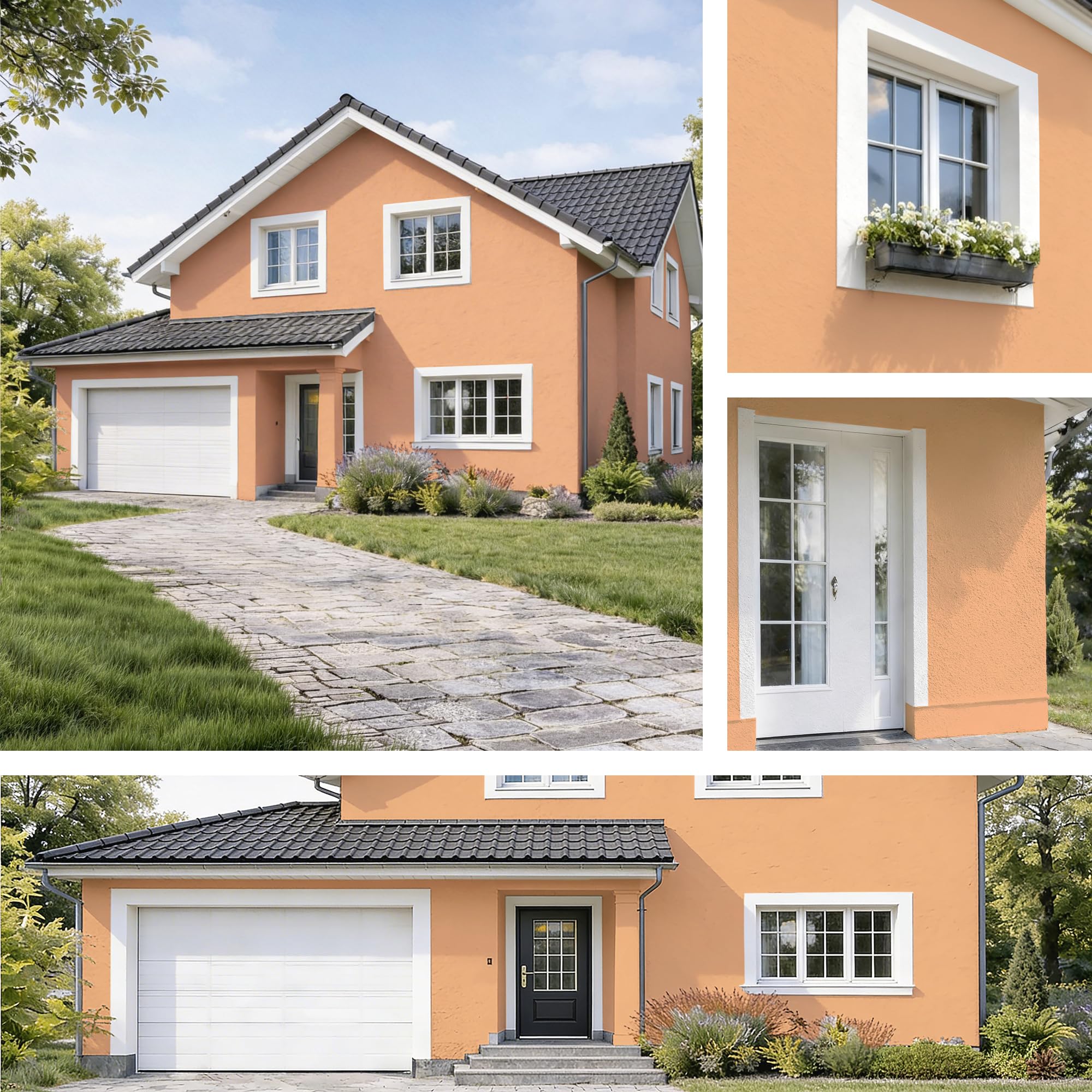 derendo Silikonharz Fassadenfarbe Terracotta ULTRA Wetterschutz Aprikose 5 l aussen Fassade Silikonharzfarbe mit Abperleffekt Lotus Blatt Fassadenschutz Schmutzabweisende Silikonharzbeschichtung