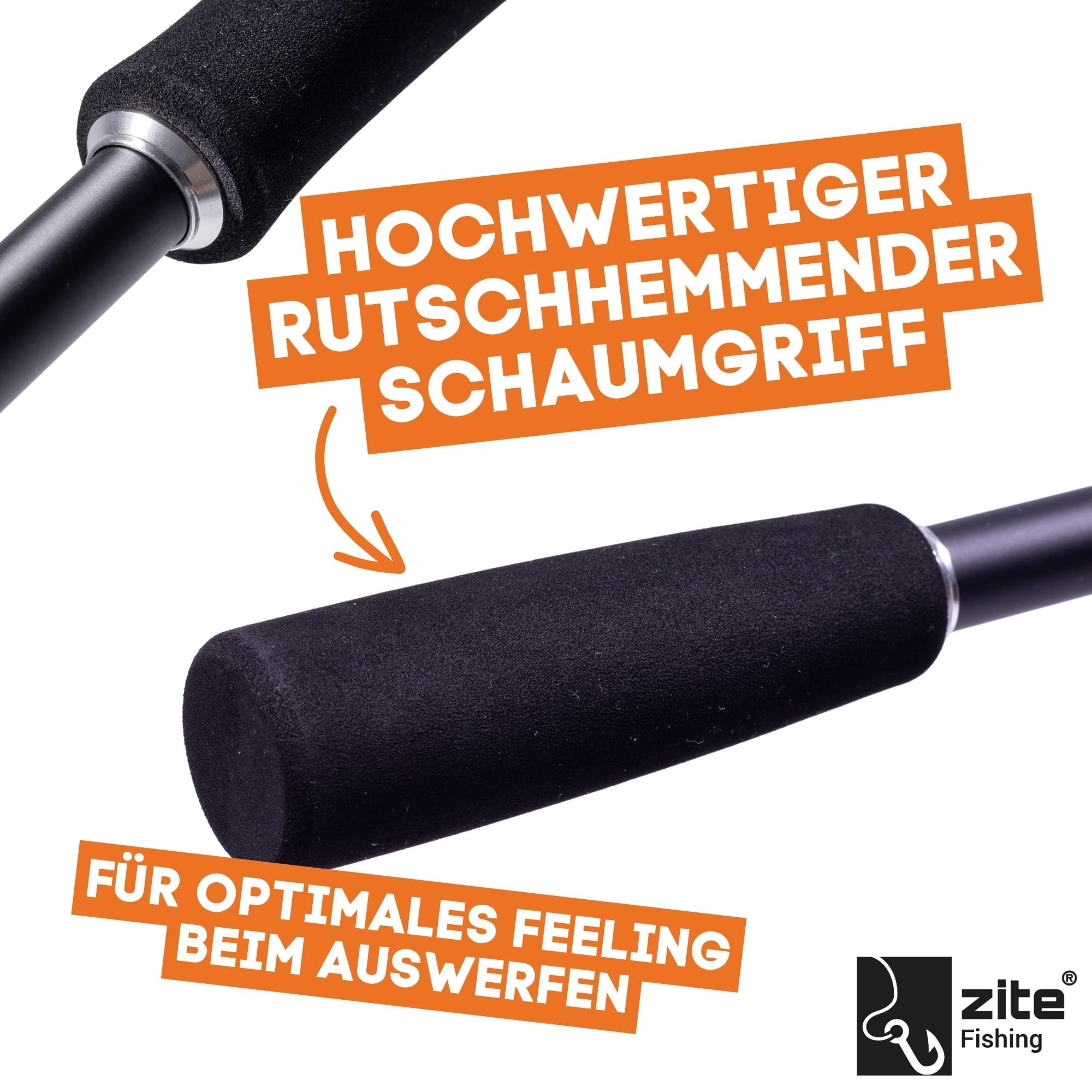 Zite Fishing Inzite Base Stick Rutenserie | Spinnrute Barsch Zander Hecht Rute aus 24T Carbon in 225 cm 255 cm& 5–85 g | Angelrute zweiteilig mit Eva Griff Hakenöse & Futteral Angelruten Angeln