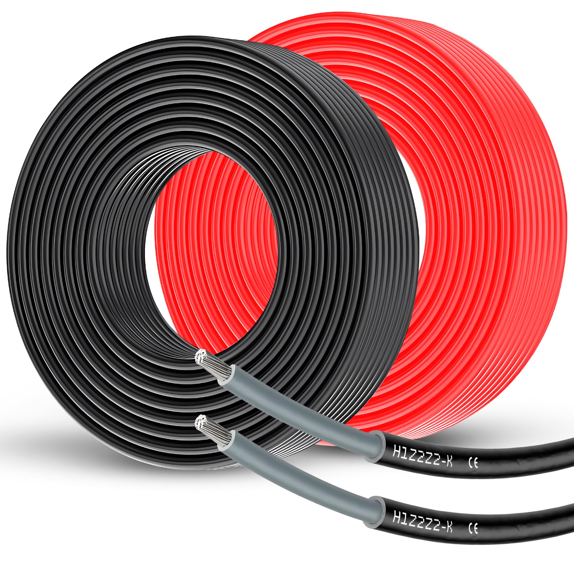 Offgridtec Cable Solar H1Z2Z2-K 6mm², Cable de Cobre de Un Solo Conductor para Sistemas Fotovoltaicos, Resistente a UV y a la Intemperie, Libre de Halógenos, Conforme a IEC 60228 EN 50618 (100m, Negro