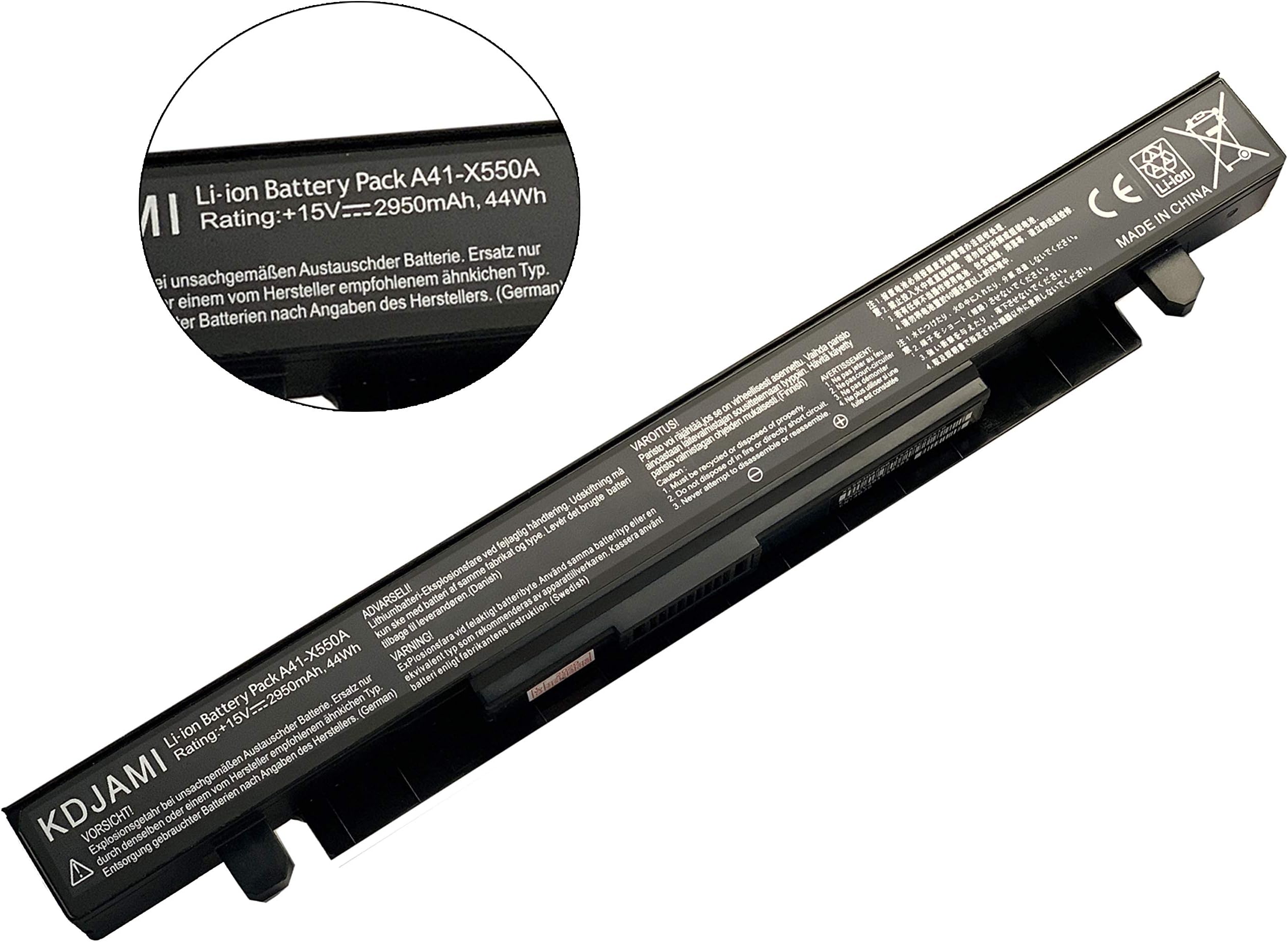 MMS Laptop Battery A41-X550Afor Asus X550 X 550C X550CA X550CC X550CL X550E X550L X550LN X550V X550VB X550VC X550VL ( 2950mAh 15V Li-ion ）