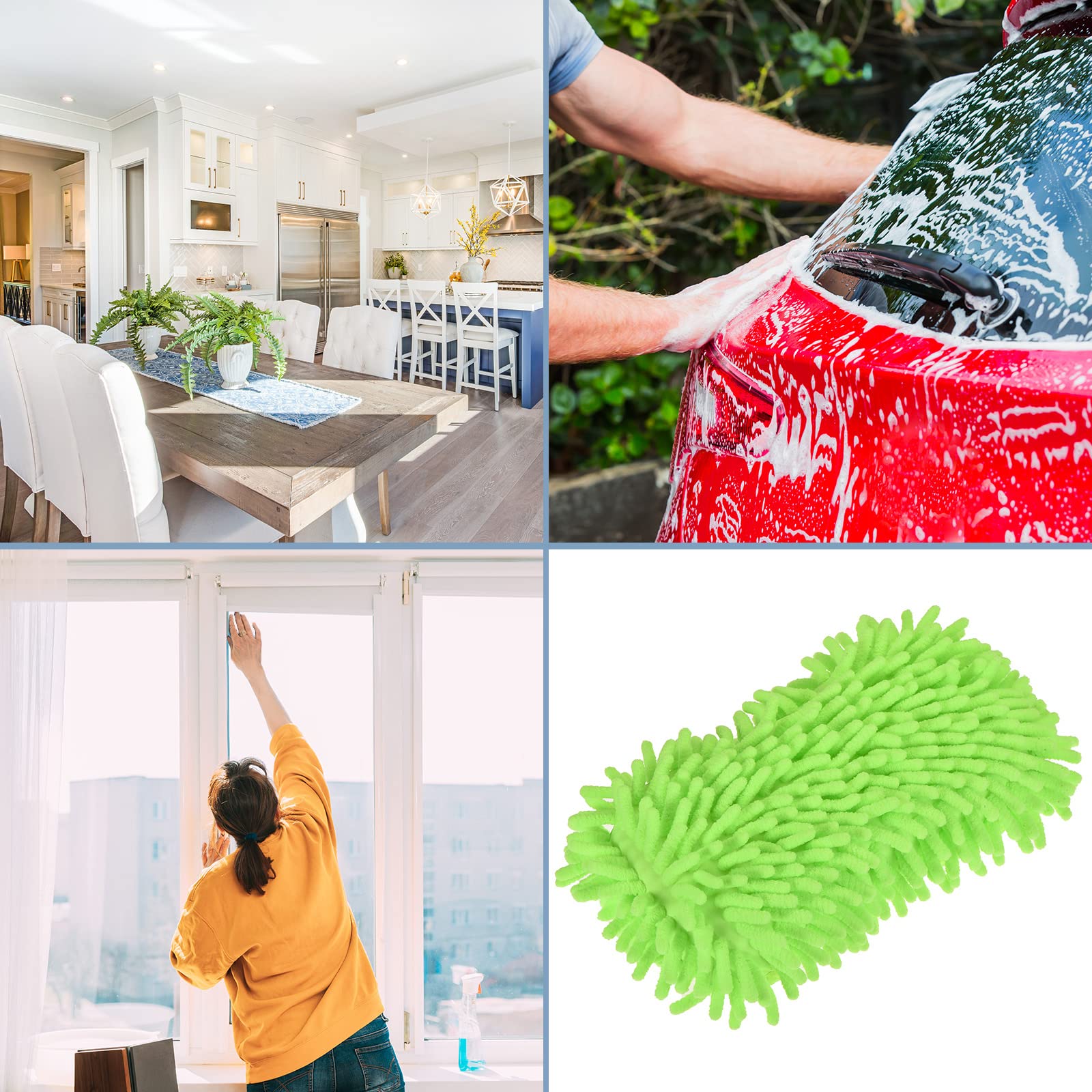 M METERXITY 2 Pack Chenille Sponge Mitten, Universal Glove Wash/Wipe Glass, Window, Screen - Image 2