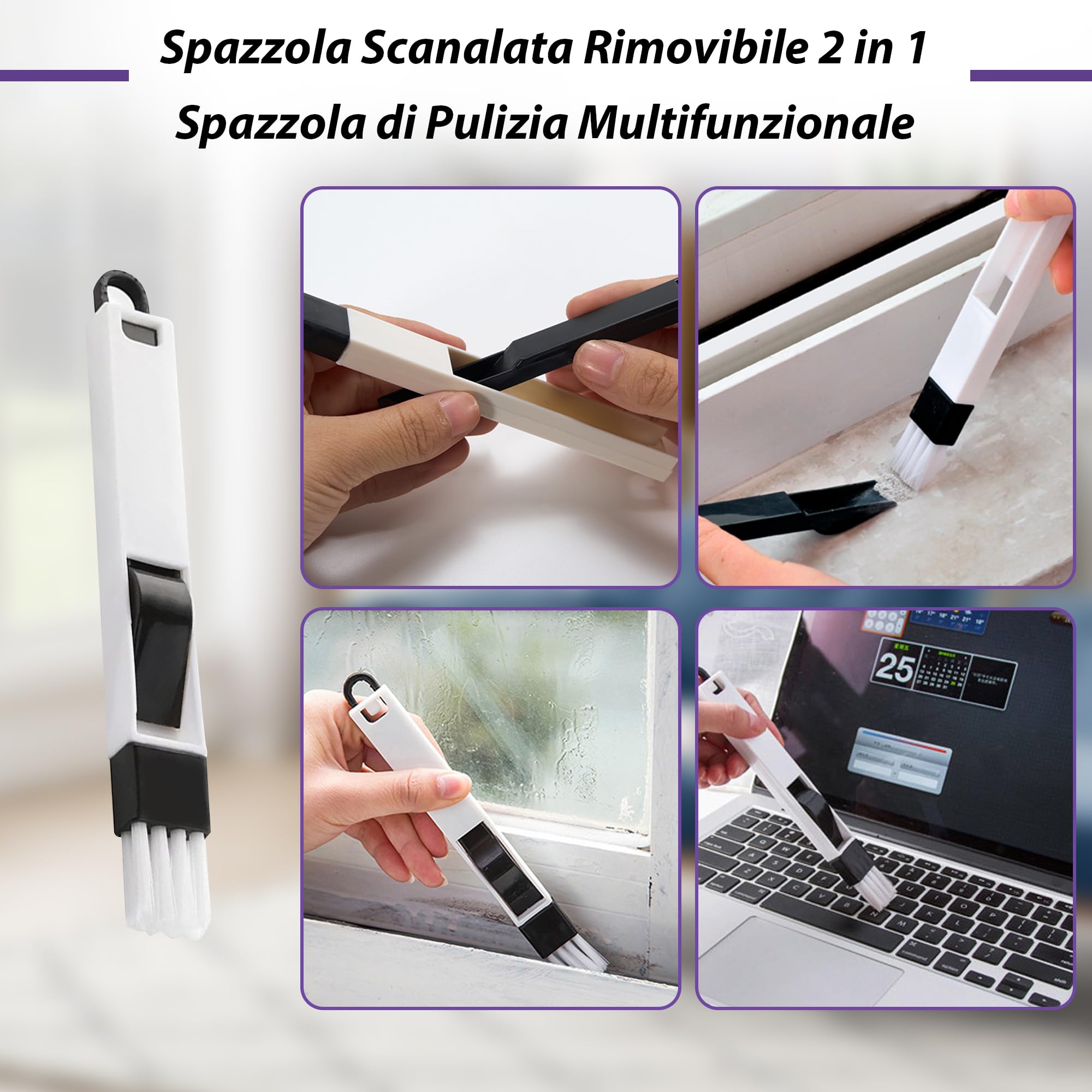Tubo di Prolunga compatibile con Dyson V7 V8 V10 V11 V15, Tubo Telescopico Rigido, Asta di Estensione con Spazzole 2 in 1, Accessorio Aspirapolvere, Viola