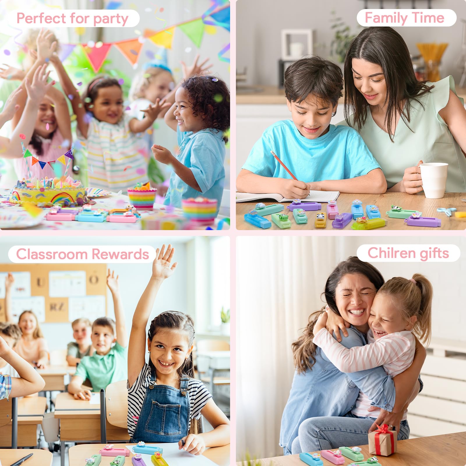 20 Piezas Mini Gomas de Borrar para Niño, Regalos Cumpleaños Invitados Niños Colegio, Push and Pull Gomas de Borrar para Regalitos Cumpleaños Invitados Niños