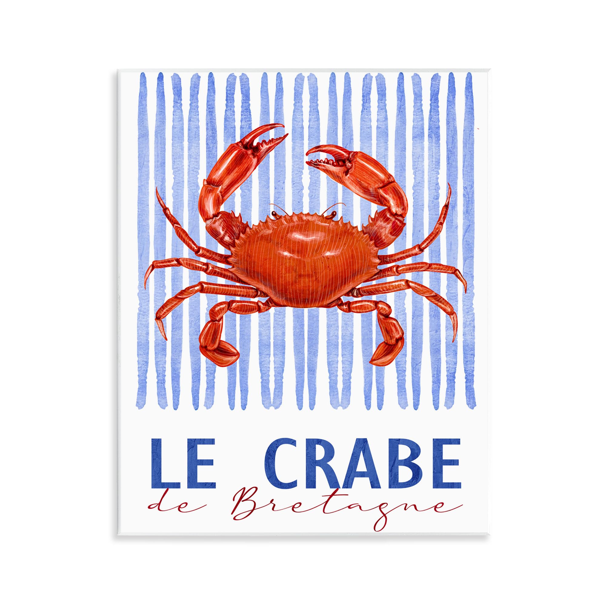 Stupell Industries Le Crabe Nautical Crab 'Le Crabe Nautical Stripes', Wall Plaque Art, 11 X 14 Inches, Easy To Hang And Sturdy, Made In Usa, By Kim Allen