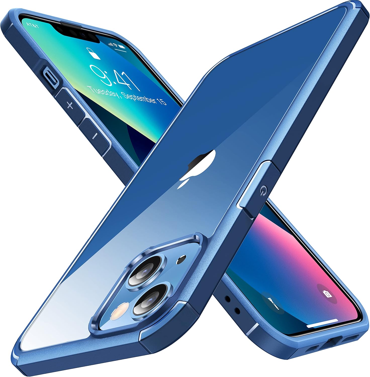 CASEKOO Color Armor for iPhone 13 Case, [Military Grade Drop Protection], Clear Shockproof Protective Phone Case Slim Thin Cover 5G 6.1 inch 2021- Blue