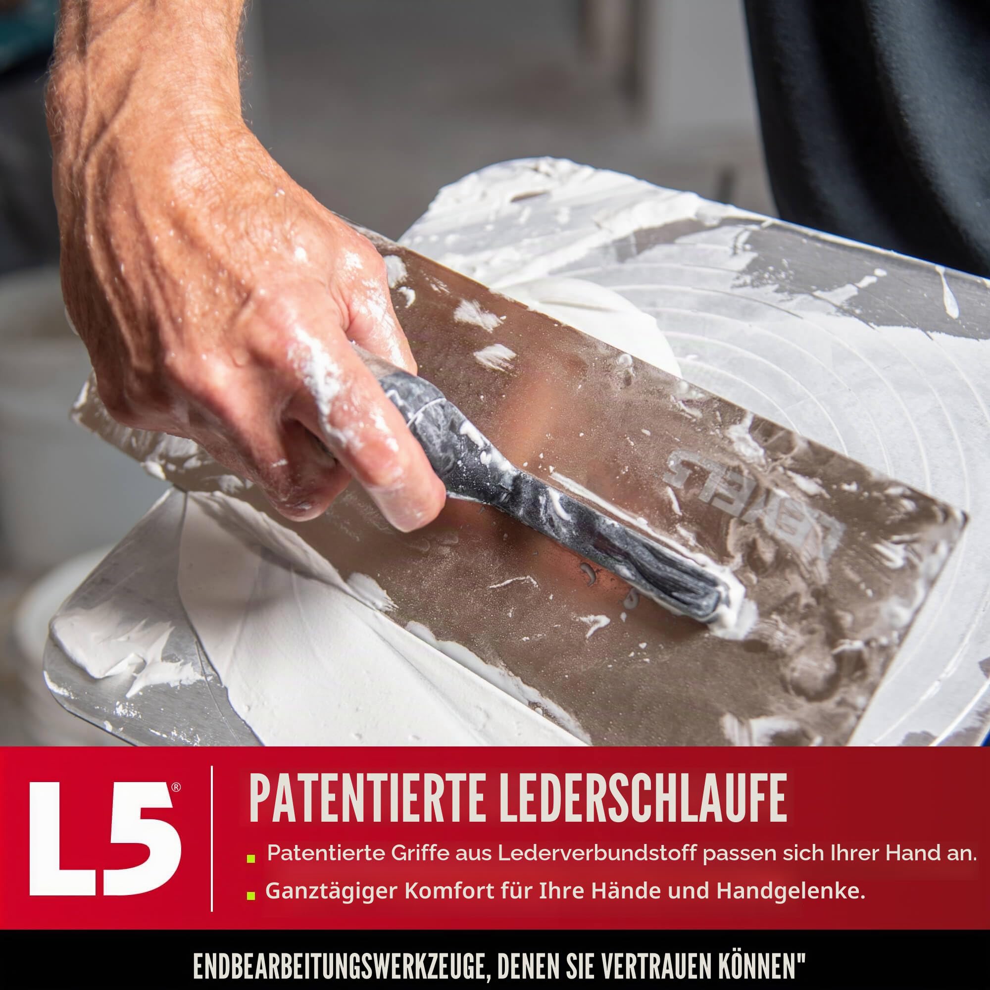 LEVEL5 35,6 cm Trockenbau Maurerkelle | dreifach gehärteter Edelstahl | schlagfester Griff | Blech Gyprock Wandbrett Gipskarton | 4-962
