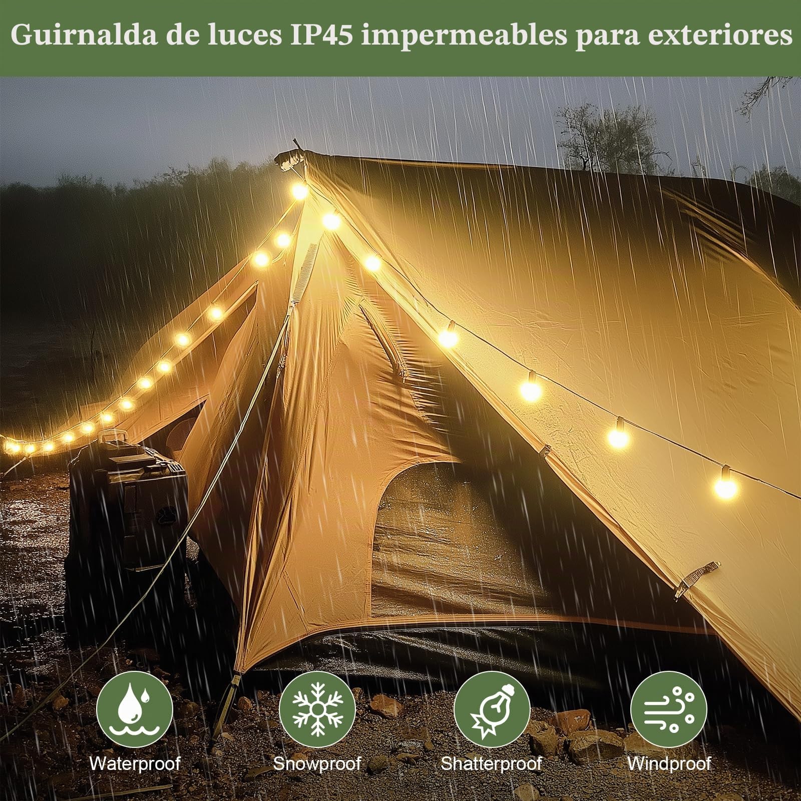 Guirnalda Luces Exterior Regulables Jardin 45.7M | con Control Remoto, 75+2 LED Bombillas, IP45 Impermeable, Baja Tensión 24V, Blanco Cálido para Patio, Balcón, Camping