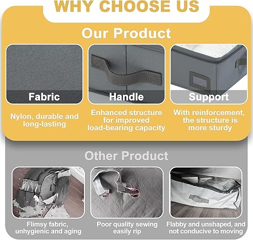 Miniatura 4 de Contenedores de almacenamiento para debajo de la cama de 6 pulgadas (paquete de 2) Paredes laterales resistentes Cubierta transparente y soporte