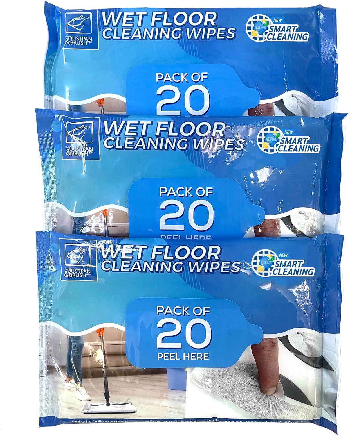 TDBS Wet Floor Cleaning Wipes 3 Pack Bundle (Total 60 Cloth Wipes) Fit