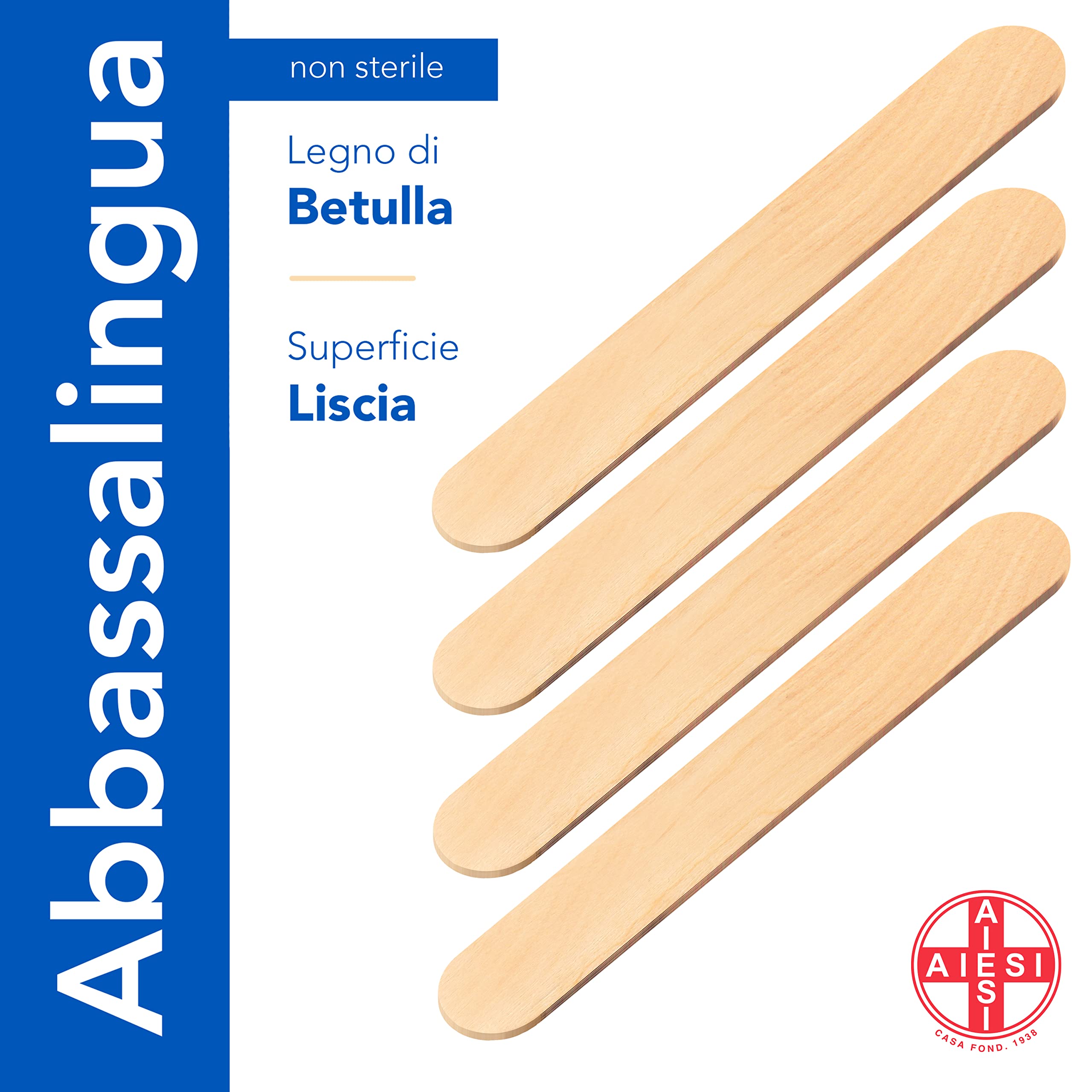 AIESI® Abbassalingua in legno monouso NON STERILI (100 pezzi), Spatole legno per ceretta