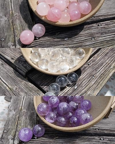 Miniatura 5 de MIMOSA Juego de 3 esferas de cristal, amatista, cuarzo rosa, cuarzo transparente