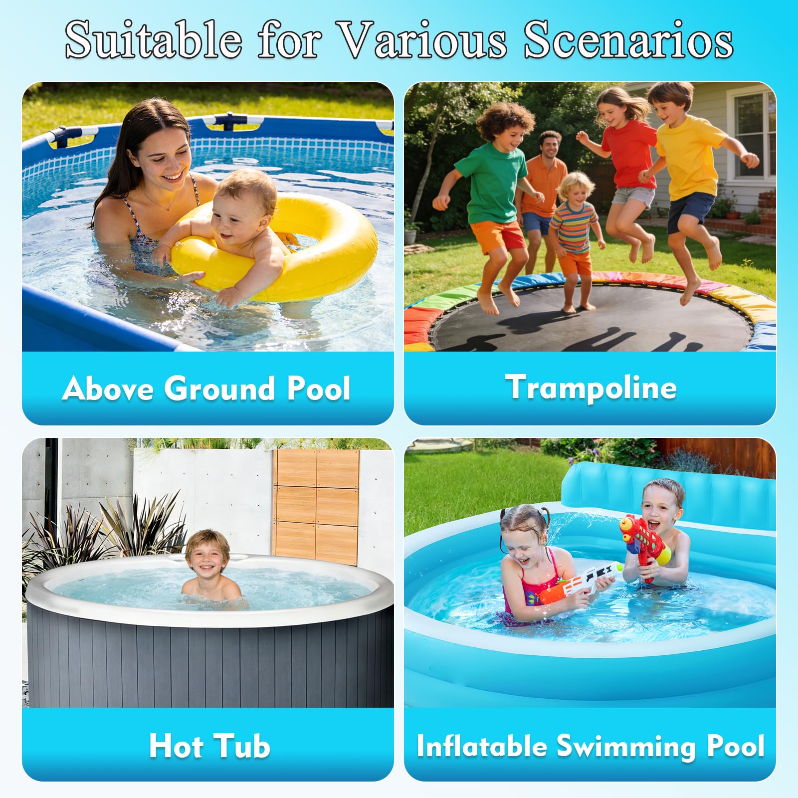 Poolabdeckung Runde Ø 304 Für Ø260-300cm Pools,Pool Abdeckplane mit Kordelzug & Erdankern, Schwimmbadabdeckplane mit UV-Schutz,Wetterfeste,Staubdicht,Staubdicht,Für Oberirdische Pools und Trampoline