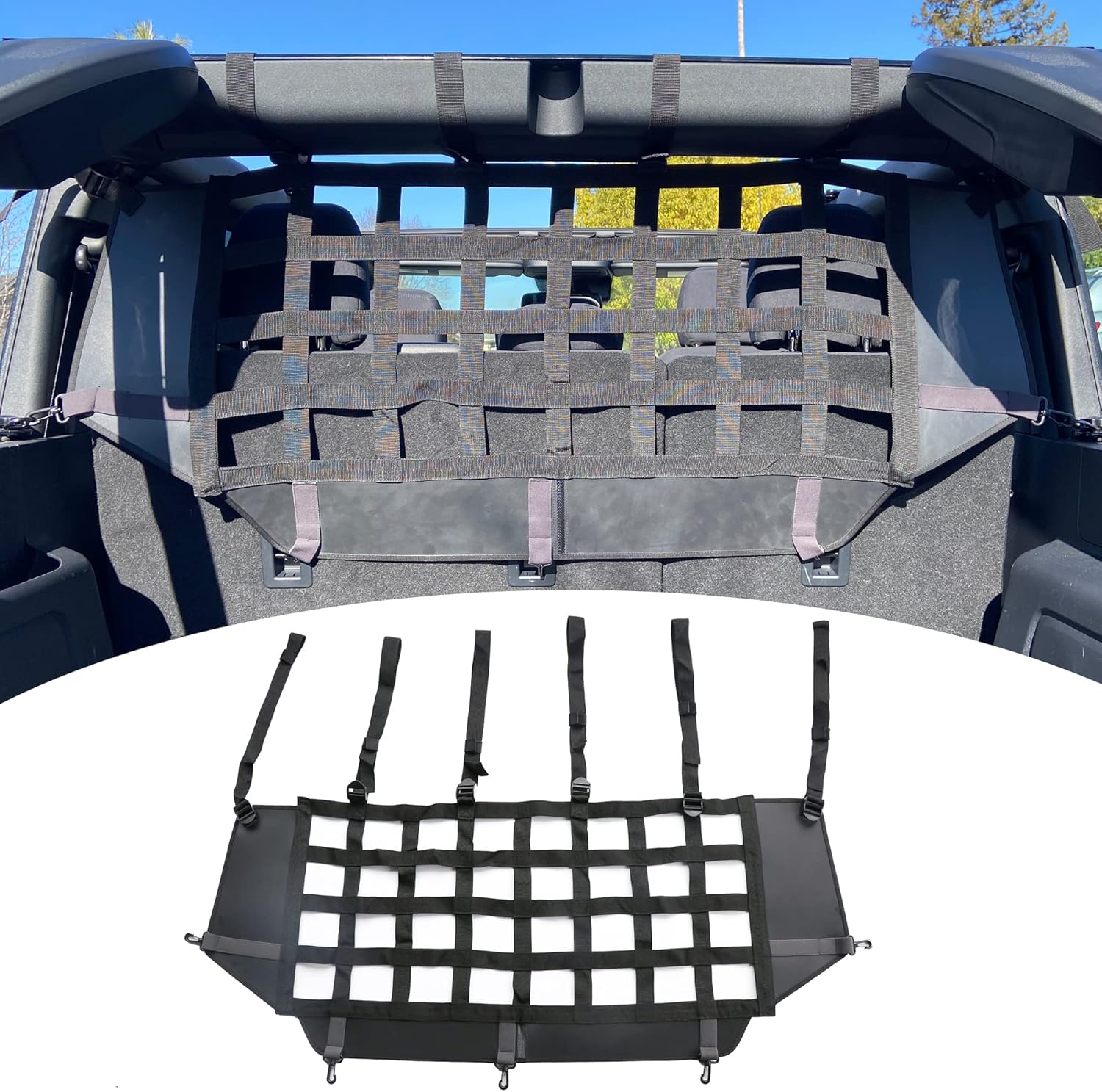 for Ford Bronco Pet Dog Safety Barrier Divider Trunk Cargo Isolation Mesh Net for Ford Bronco 4 Door 2021 2022 2023 2024 2025 Driving Safely with Pet for Small Medium Large Pets