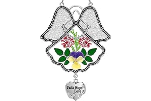 KY&BOSAM Angel Suncatcher Faith Hope Love Stained Glass Panels for Windows Hangings