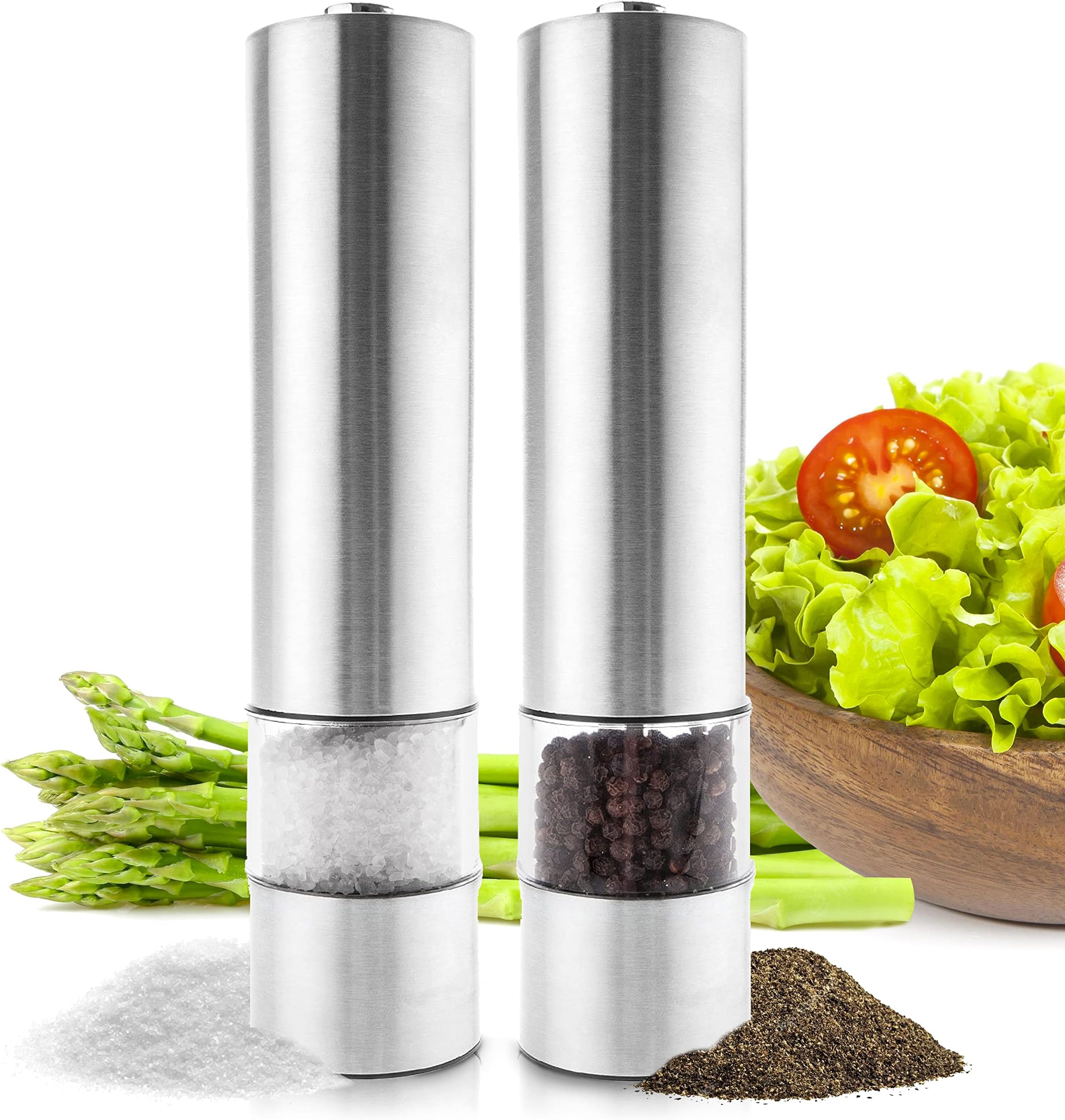 Salt and Pepper Grinder Set (UK Company) Set of 2 Electric Grinder Mill