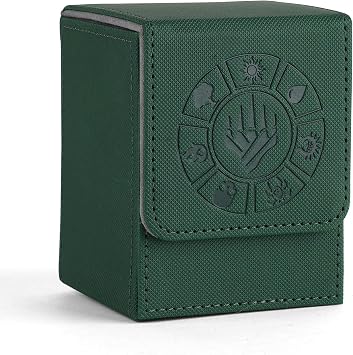 Arkeiliy 110+ Card Deck Box MTG Deck Box with 50 Card Sleeves for Collector Trading Card Case, Magic Commander and More Green