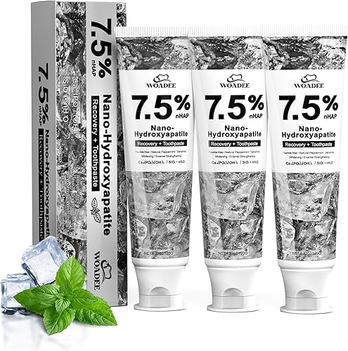 Miniatura 9 de Woadee Pasta de dientes nano hidroxiapatita para protección avanzada del esmalte, pasta dental sin flúor, adecuada para dientes sensibles, para
