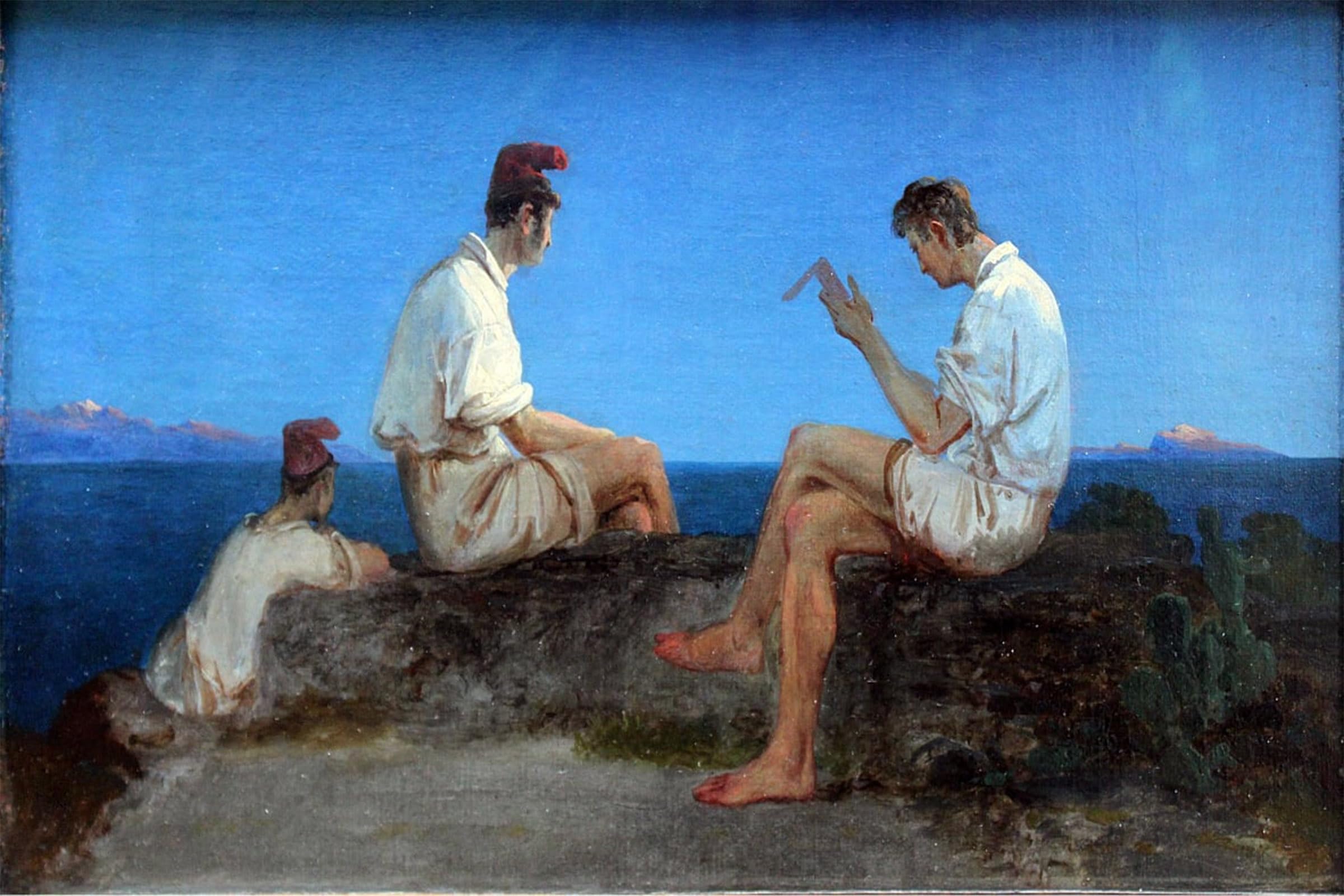 POSTERIIk Famous Print Pop Art Wall Art Graffiti Three Fishermen in the Gulf of Naples by Carl Blechen Art Prints for Home Decor 60x90cm