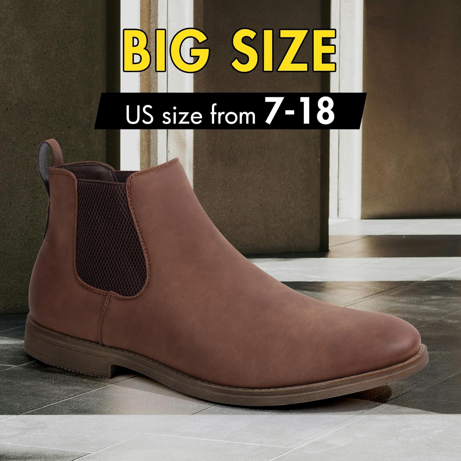 Hawkwell Men's Plus Size Chelsea Boots Classic Casual Dress Ankle Boots in Regular and Plus Sizes - Image 4