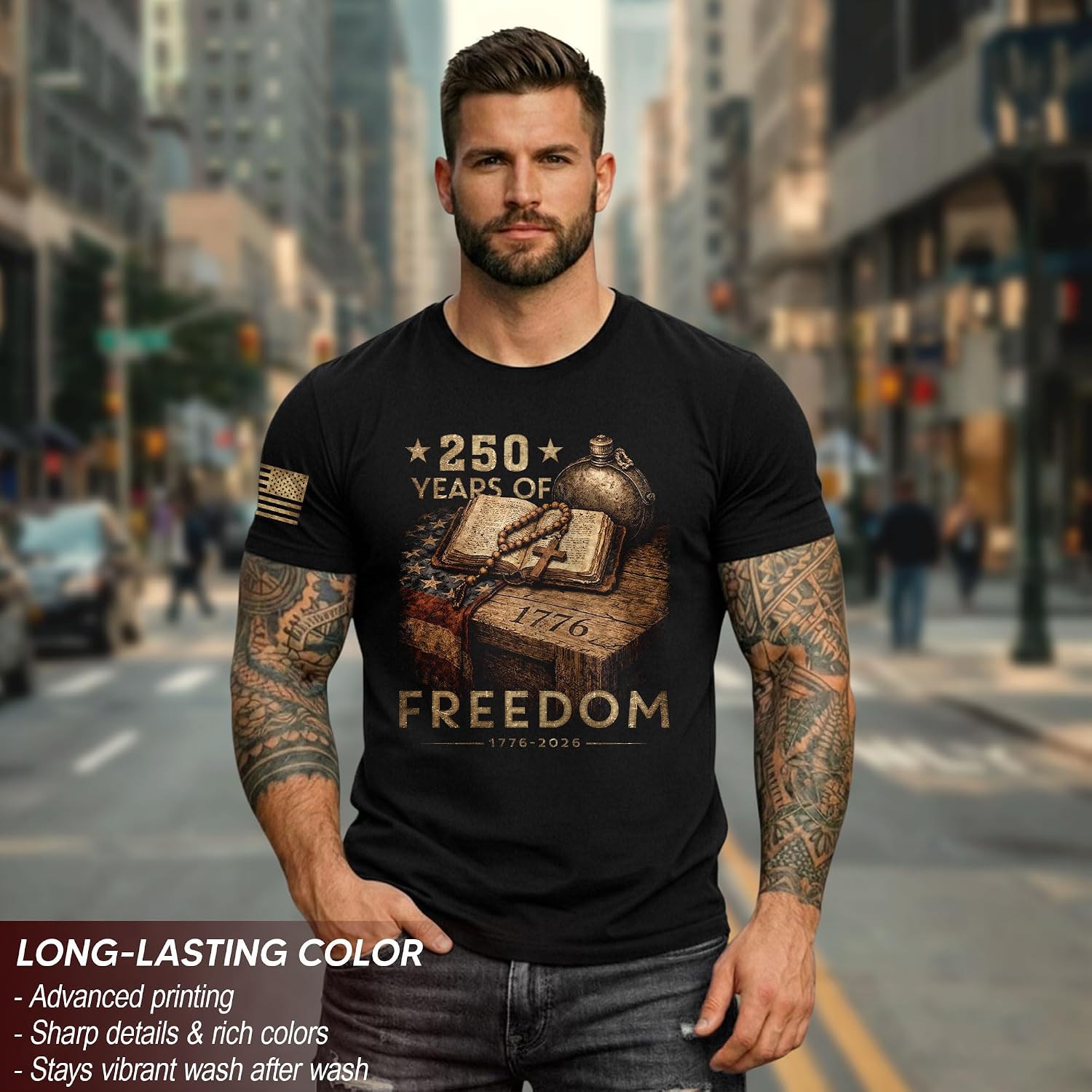 250 Anniversary USA Shirt, Christian Shirts for Men, Cross Shirts, Patriotic T Shirt