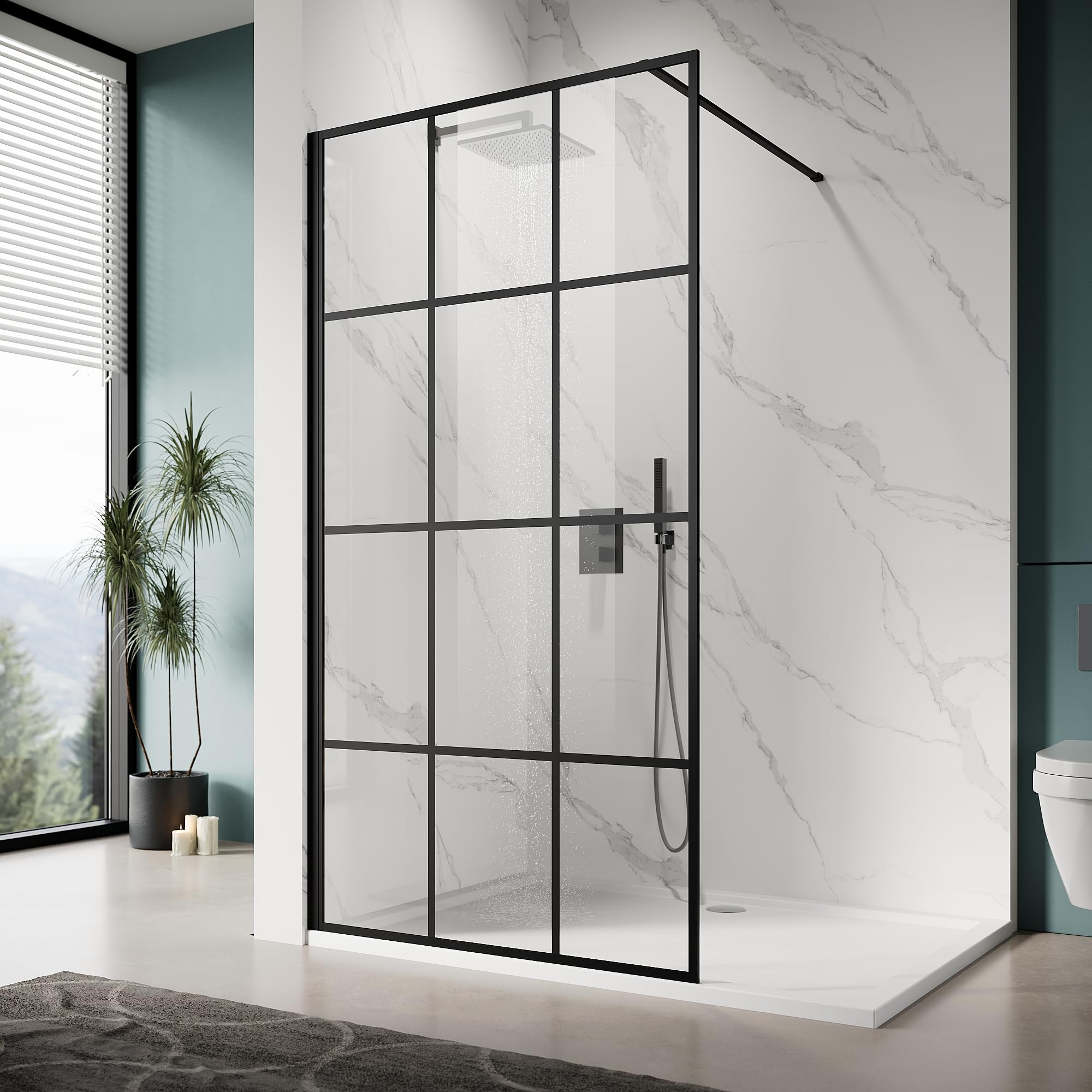 Photo 1 of ELEGANT Black Framed Shower Glass Door, 40" W x 74" H