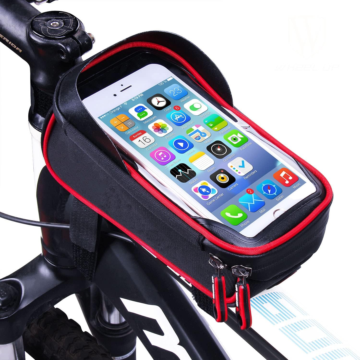 Tricodale Bike Phone Holder, Universal Waterproof Bicycle Handlebar Bag Large Capacity Phone Bike Mount Holder Pouch Bag with Touch Screen Sun Visor for Smartphone below 6.5 inches