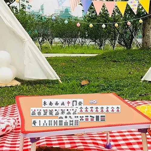 Miniatura 2 de Bavokon Mahjong, juego de mahjong chino, juego de mahjong chino, juego clásico de Mah Jong, 144 mini azulejos grabados, juego de mahjong portátil de