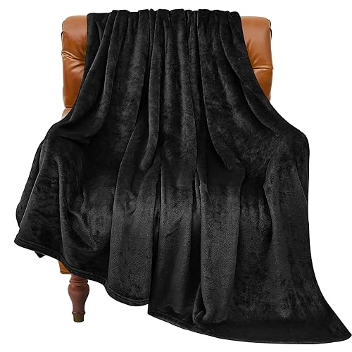 BEDELITE Fleece Blanket Black Throw Blankets for Couch & Bed,