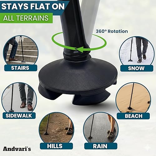 Miniatura 7 de Walking Cane for Men & Women – Foldable, Adjustable, Self-Standing Cane with 360° Pivot Base, Comfortable Grip, Heavy Duty Canes for Women,