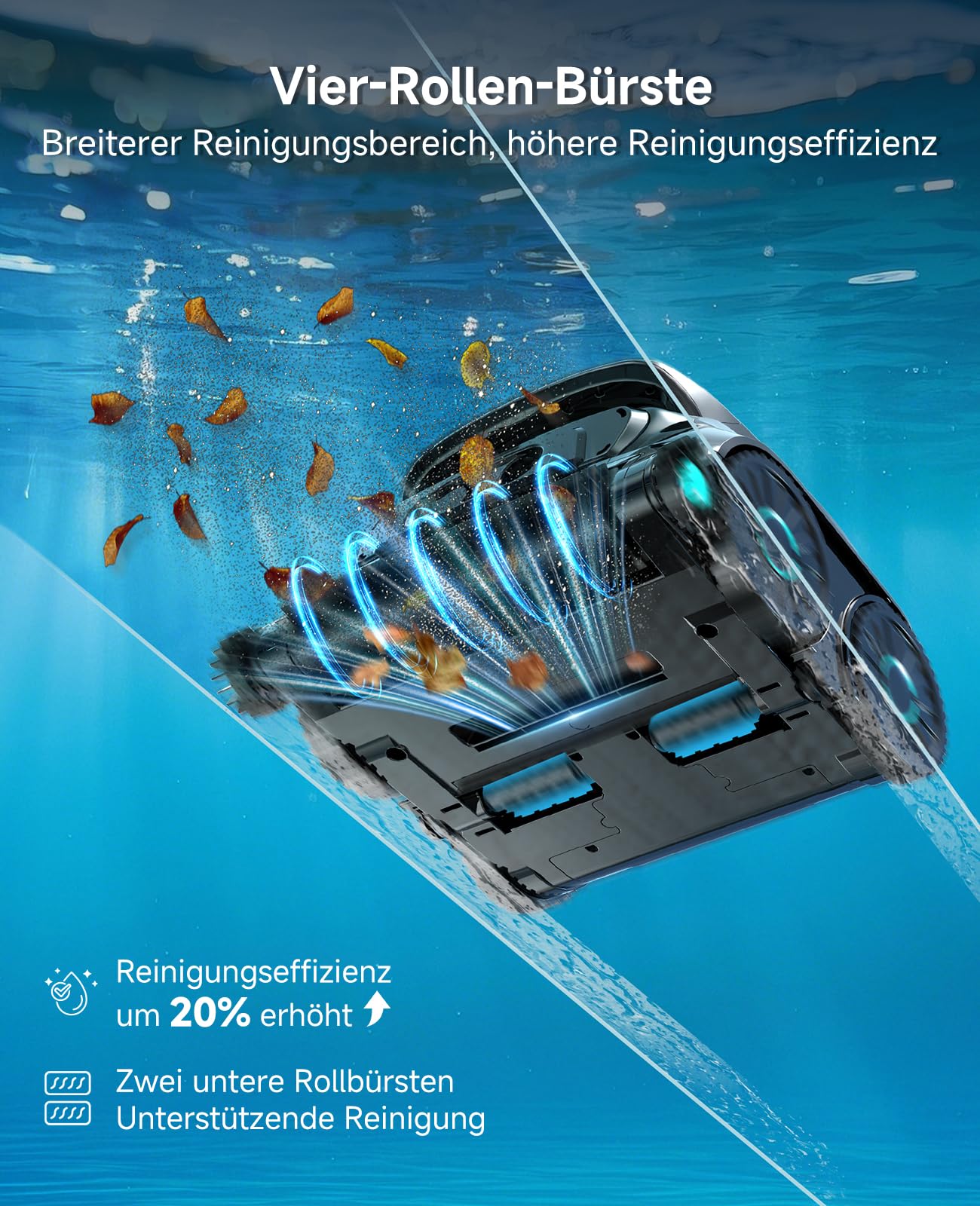 WYBOT OS600 Poolroboter Akku Wand und Boden, Wasserlinie, 5 Modi, 120 Min