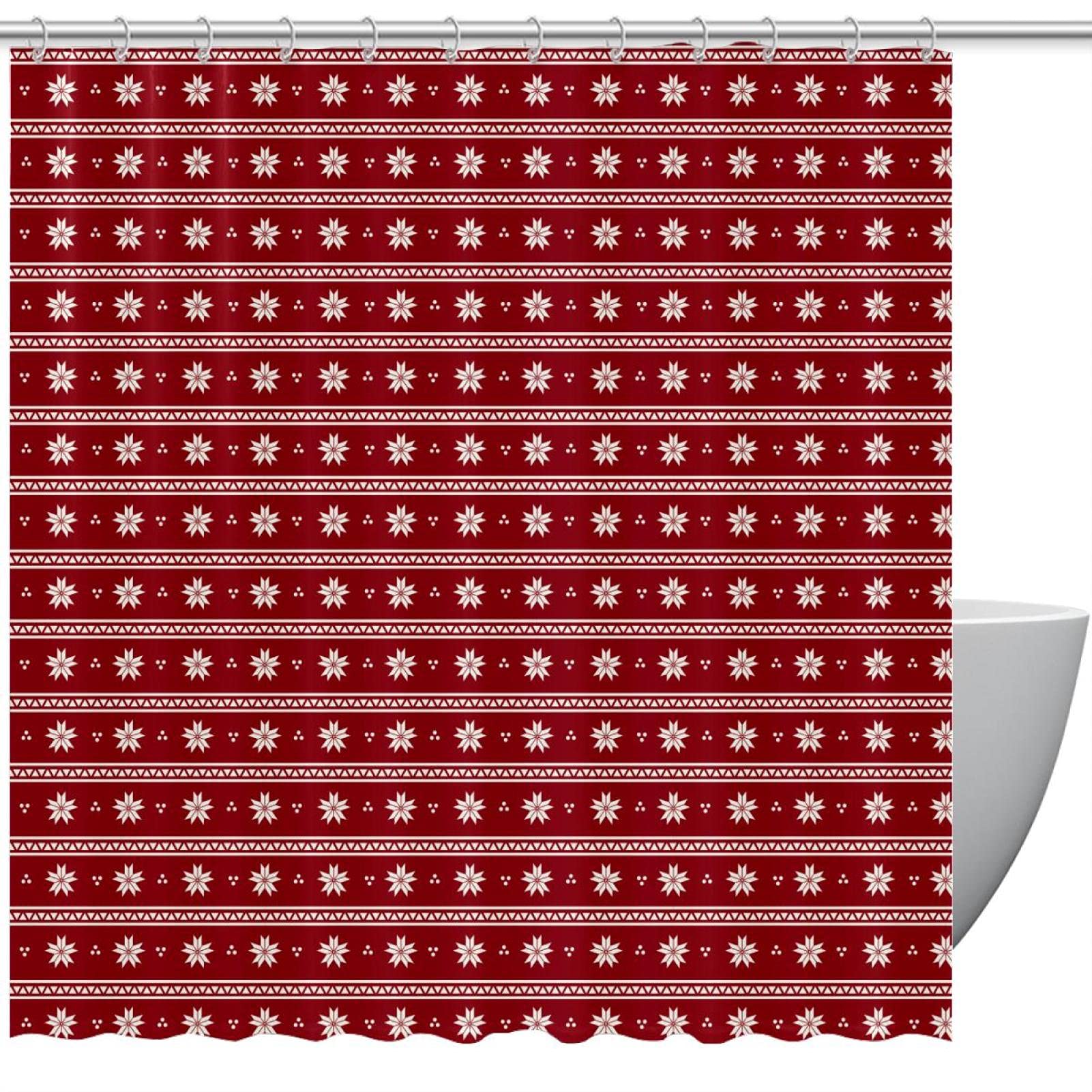 Rideau de douche Noël haut de gamme blanc 183 cm en tissu