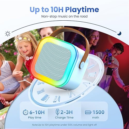 Miniatura 4 de Mini máquina de karaoke para niños y adultos, altavoz Bluetooth portátil con 2 micrófonos inalámbricos de karaoke, cumpleaños superior 2025 para