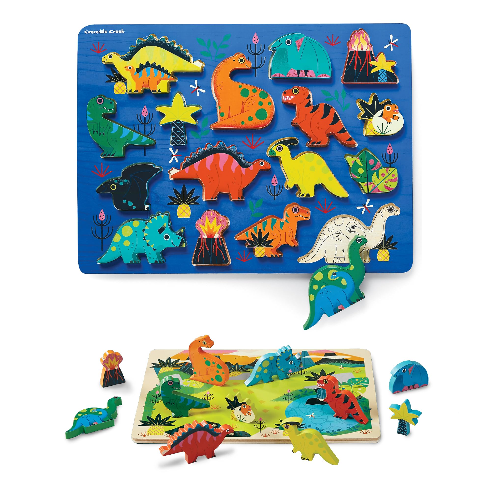 Crocodile Creek Puzzle for Kids and Toddlers Ages 2-4 and Up - Perfect for Kindergarten or Preschool Learning Activities - 16" x 12", Dinosaurs