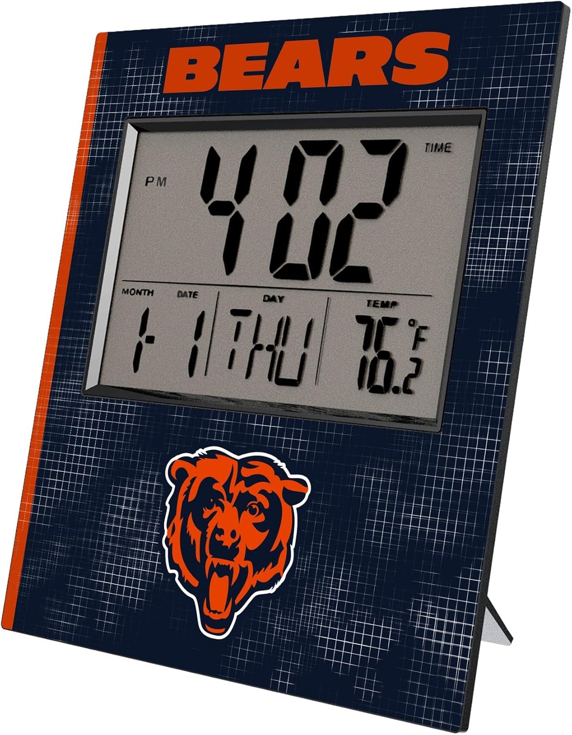 Keyscaper Chicago Bears Cross Hatch Digital Desk Clock