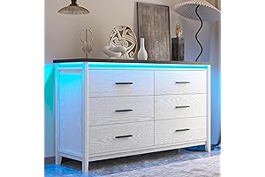 IKENO: 6-Drawer LED Dresser - White Bedroom Furnishing Marvel