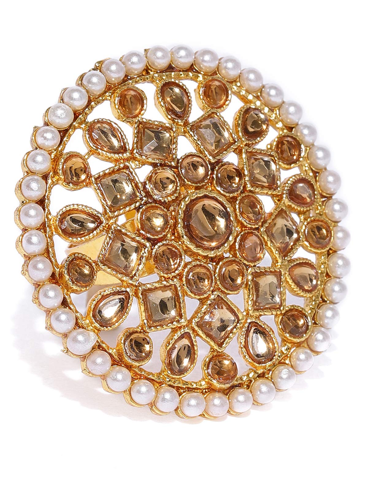 ZAVERI PEARLS Gold Tone Circular Shape Traditional Adjustable Finger Ring For Women-ZPFK8824 (B07XHMPQMS) Amazon Price History, Amazon Price Tracker
