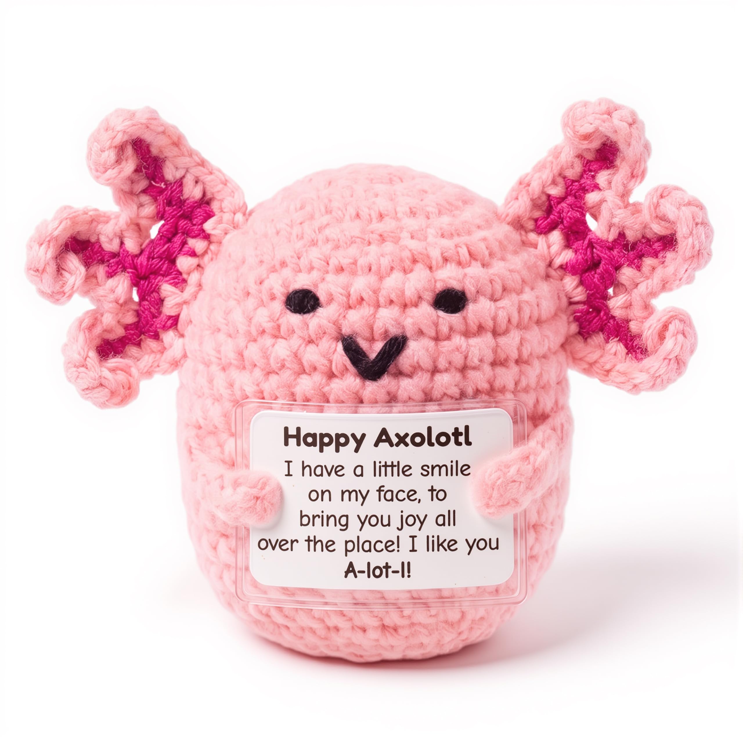 JOYIN Handmade Crochet Axolotl Plush with Positive Card, Cute Axolotl Gift