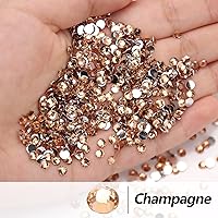 Vista 5 de 10000 unidades de diamantes de imitación de resina champán de 0.18 a 0.23 pulgadas, diamantes de imitación redondos de resina no termofija, piedras