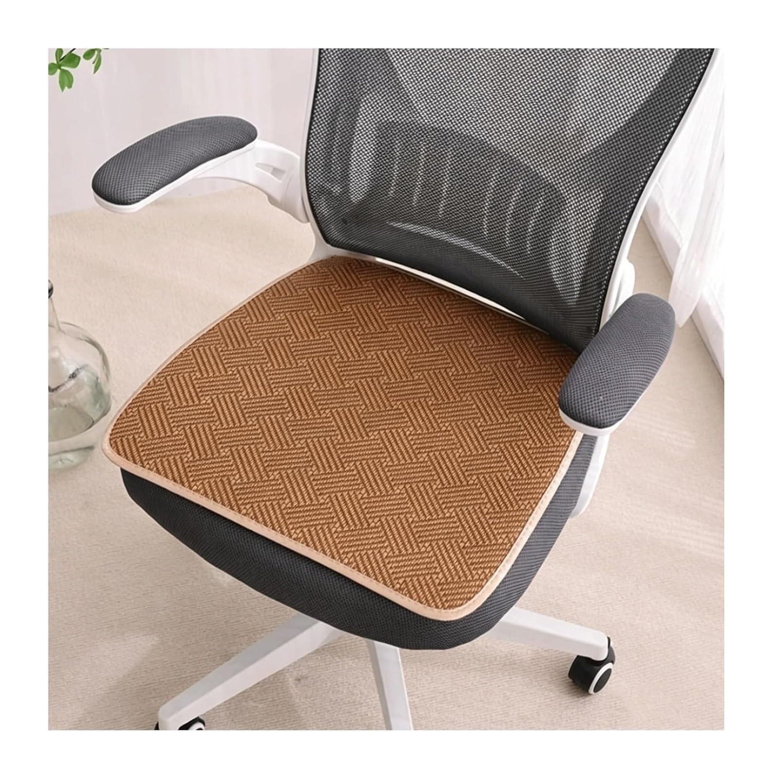 QCKNKMGG Cooling Bamboo Cushion Mat, Bamboo Chair Mat Multicolor Multiple Sizes(Dark Brown,50 * 50cm)